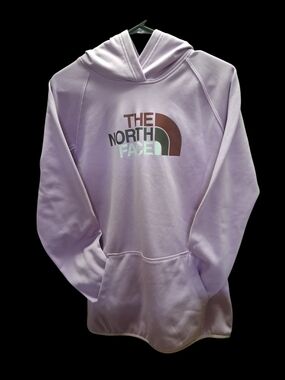 The North Face Lavender Pullover Hoodie with Multi-Color Logo
